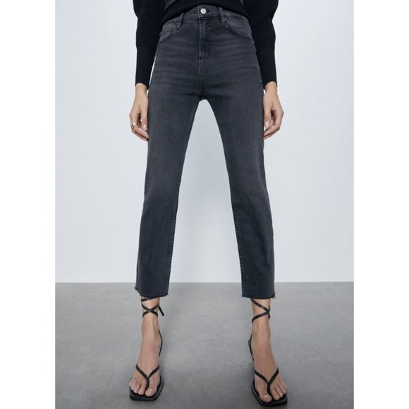 Zara Premium Slim Jeans Sky Black Distressed Grey - Picture 2 of 11